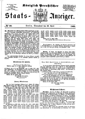 Königlich Preußischer Staats-Anzeiger (Allgemeine preußische Staats-Zeitung) Samstag 28. April 1866