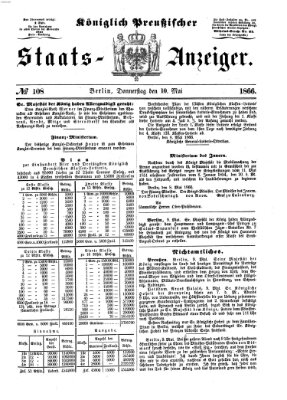Königlich Preußischer Staats-Anzeiger (Allgemeine preußische Staats-Zeitung) Donnerstag 10. Mai 1866