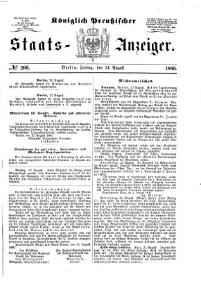 Königlich Preußischer Staats-Anzeiger (Allgemeine preußische Staats-Zeitung) Freitag 24. August 1866