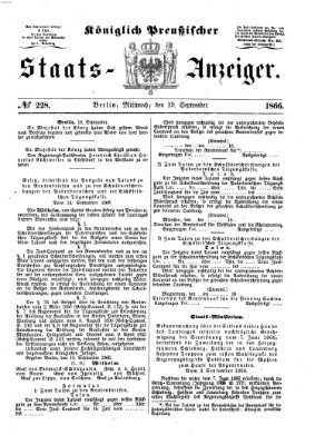 Königlich Preußischer Staats-Anzeiger (Allgemeine preußische Staats-Zeitung) Mittwoch 19. September 1866
