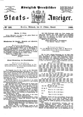 Königlich Preußischer Staats-Anzeiger (Allgemeine preußische Staats-Zeitung) Mittwoch 10. Oktober 1866