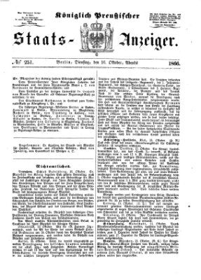 Königlich Preußischer Staats-Anzeiger (Allgemeine preußische Staats-Zeitung) Dienstag 16. Oktober 1866