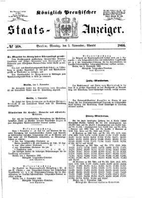 Königlich Preußischer Staats-Anzeiger (Allgemeine preußische Staats-Zeitung) Montag 5. November 1866