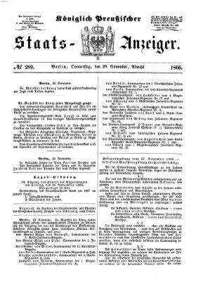Königlich Preußischer Staats-Anzeiger (Allgemeine preußische Staats-Zeitung) Donnerstag 29. November 1866