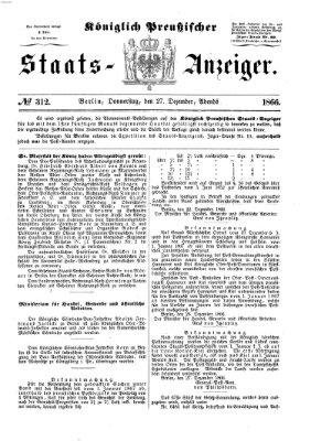 Königlich Preußischer Staats-Anzeiger (Allgemeine preußische Staats-Zeitung) Donnerstag 27. Dezember 1866
