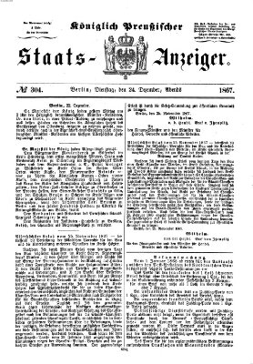 Königlich Preußischer Staats-Anzeiger (Allgemeine preußische Staats-Zeitung) Dienstag 24. Dezember 1867