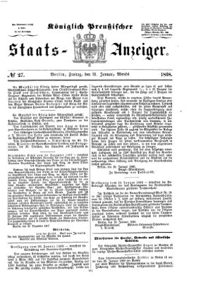 Königlich Preußischer Staats-Anzeiger (Allgemeine preußische Staats-Zeitung) Freitag 31. Januar 1868