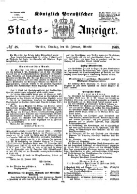 Königlich Preußischer Staats-Anzeiger (Allgemeine preußische Staats-Zeitung) Dienstag 25. Februar 1868