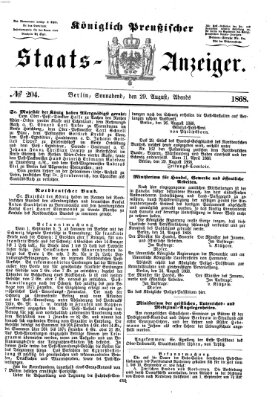 Königlich Preußischer Staats-Anzeiger (Allgemeine preußische Staats-Zeitung) Samstag 29. August 1868