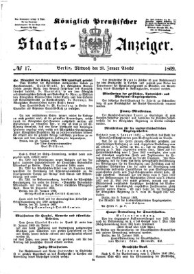 Königlich Preußischer Staats-Anzeiger (Allgemeine preußische Staats-Zeitung) Mittwoch 20. Januar 1869