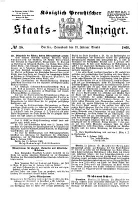 Königlich Preußischer Staats-Anzeiger (Allgemeine preußische Staats-Zeitung) Samstag 13. Februar 1869