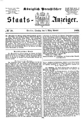 Königlich Preußischer Staats-Anzeiger (Allgemeine preußische Staats-Zeitung) Dienstag 9. März 1869