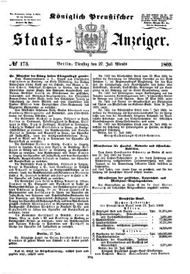 Königlich Preußischer Staats-Anzeiger (Allgemeine preußische Staats-Zeitung) Dienstag 27. Juli 1869