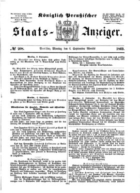 Königlich Preußischer Staats-Anzeiger (Allgemeine preußische Staats-Zeitung) Montag 6. September 1869