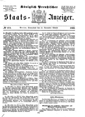 Königlich Preußischer Staats-Anzeiger (Allgemeine preußische Staats-Zeitung) Samstag 20. November 1869