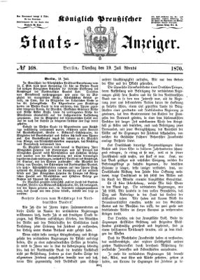 Königlich Preußischer Staats-Anzeiger (Allgemeine preußische Staats-Zeitung) Dienstag 19. Juli 1870