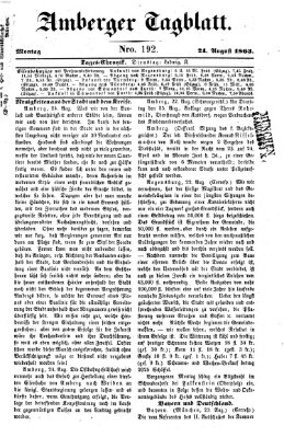 Amberger Tagblatt Montag 24. August 1863