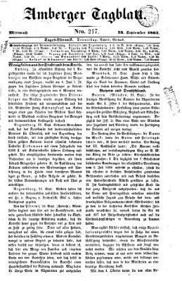 Amberger Tagblatt Mittwoch 23. September 1863