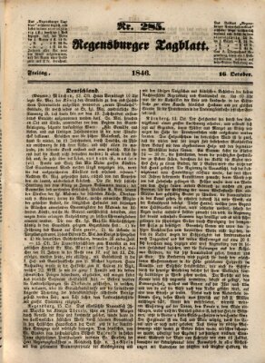 Regensburger Tagblatt Freitag 16. Oktober 1846
