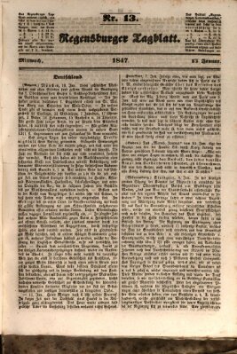 Regensburger Tagblatt Mittwoch 13. Januar 1847