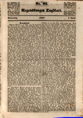 Regensburger Tagblatt Donnerstag 1. April 1847