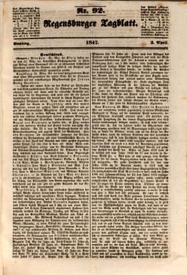 Regensburger Tagblatt Samstag 3. April 1847