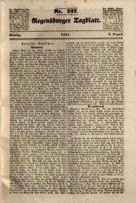 Regensburger Tagblatt Montag 9. August 1847