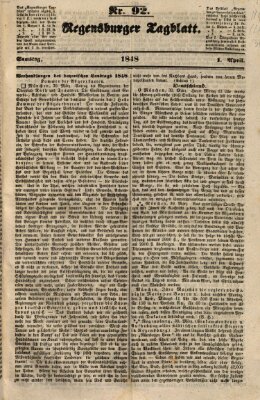 Regensburger Tagblatt Samstag 1. April 1848