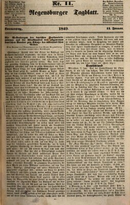 Regensburger Tagblatt Donnerstag 11. Januar 1849