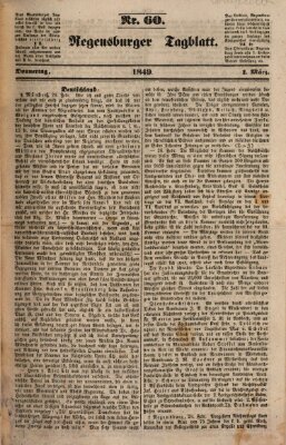 Regensburger Tagblatt Donnerstag 1. März 1849