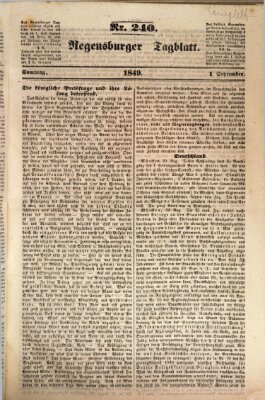 Regensburger Tagblatt Samstag 1. September 1849