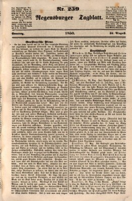 Regensburger Tagblatt Samstag 31. August 1850