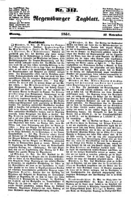 Regensburger Tagblatt Montag 17. November 1851