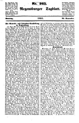 Regensburger Tagblatt Samstag 25. September 1852