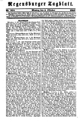 Regensburger Tagblatt Montag 5. Oktober 1857