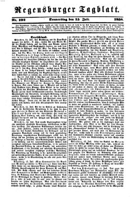 Regensburger Tagblatt Donnerstag 15. Juli 1858
