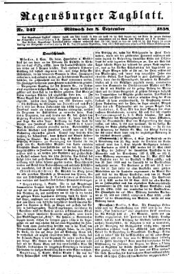 Regensburger Tagblatt Mittwoch 8. September 1858