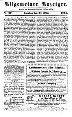 Regensburger Tagblatt Samstag 14. März 1863
