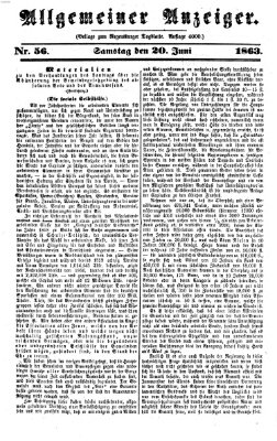 Regensburger Tagblatt Samstag 20. Juni 1863