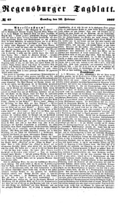 Regensburger Tagblatt Samstag 16. Februar 1867