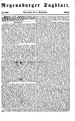 Regensburger Tagblatt Donnerstag 1. September 1870