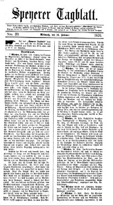 Speyerer Tagblatt Mittwoch 16. Februar 1870
