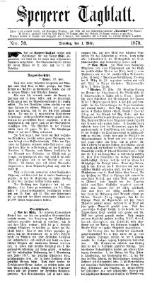 Speyerer Tagblatt Dienstag 1. März 1870