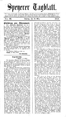 Speyerer Tagblatt Samstag 19. März 1870