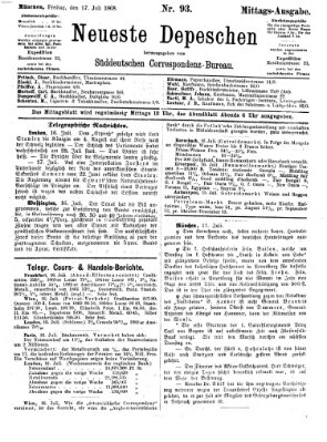 Süddeutscher Telegraph Freitag 17. Juli 1868