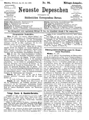 Süddeutscher Telegraph Mittwoch 22. Juli 1868