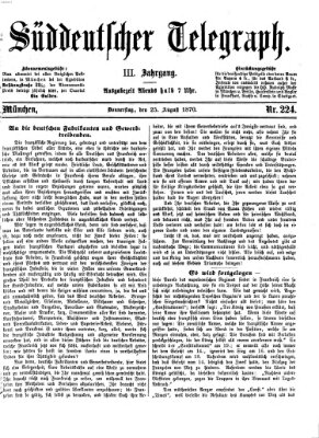 Süddeutscher Telegraph Donnerstag 25. August 1870