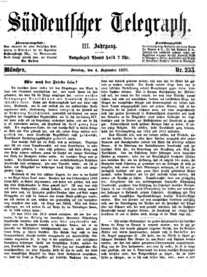 Süddeutscher Telegraph Sonntag 4. September 1870