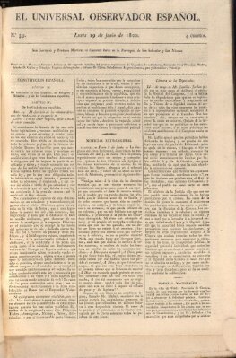 El Universal Montag 19. Juni 1820