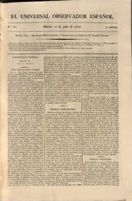 El Universal Dienstag 11. Juli 1820
